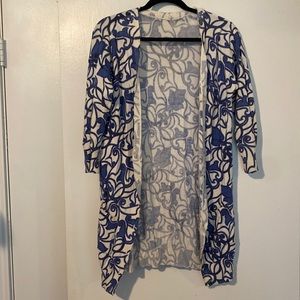 Blue and white cardigan. A little used.